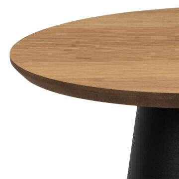 Soileil Black Round Coffee Table | Oak Finish | 45x48cm