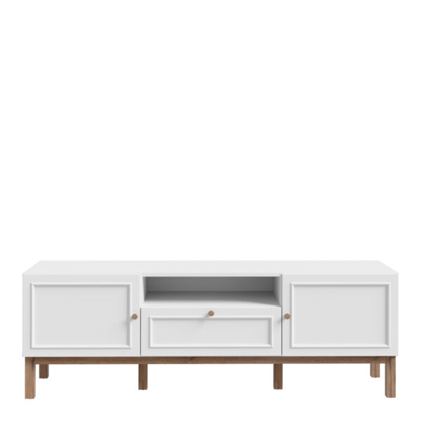 Wensley 2 Door 1 Drawer TV Unit in Light Grey and Oak