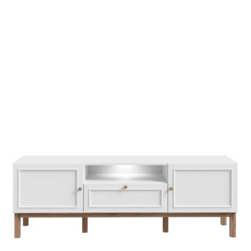 Wensley 2 Door 1 Drawer TV Unit in Light Grey and Oak inc LED Lighting