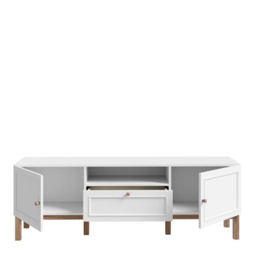 Wesley Light Grey 2 Door 1 Drawer TV Unit 160cm | Oak Finish | Inc LED Lighting