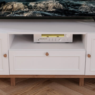 Wesley Light Grey 2 Door 1 Drawer TV Unit 160cm | Oak Finish | Inc LED Lighting
