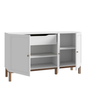 Wesley Light Grey 3 Door 1 Drawer Sideboard | Oak Finish