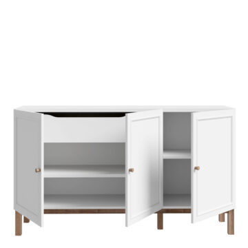Wesley Light Grey 3 Door 1 Drawer Sideboard | Oak Finish