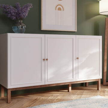 Wesley Light Grey 3 Door 1 Drawer Sideboard | Oak Finish