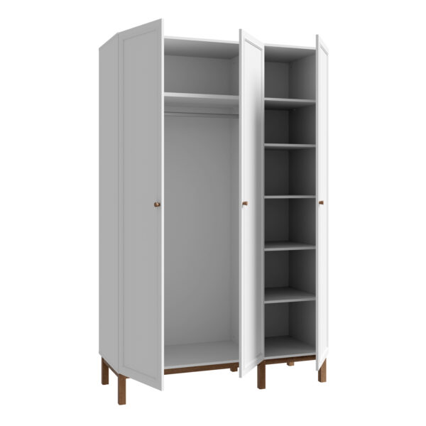 Wesley 3 Door Wardrobe in Light Grey and Oak | Assembly Required
