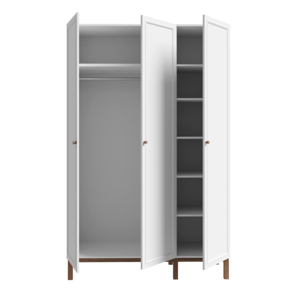 Wesley 3 Door Wardrobe in Light Grey and Oak | Assembly Required