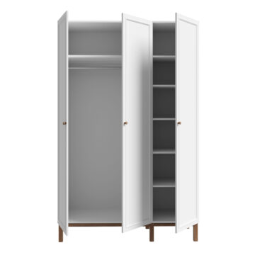 Wesley Light Grey 3 Door Wardrobe | Oak Finish