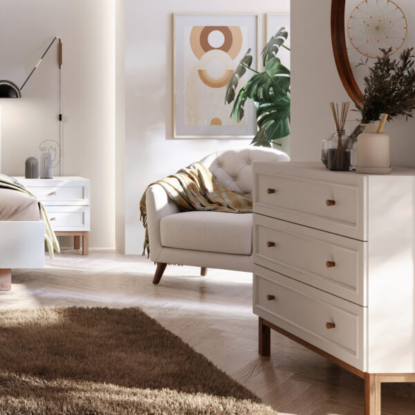 Wesley 3 Drawer Chest in Light Grey and Oak | Assembly Required