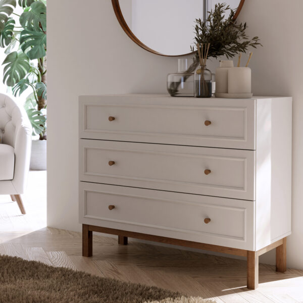 Wesley 3 Drawer Chest in Light Grey and Oak | Assembly Required