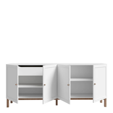 Wesley Light Grey 4 Door 1 Drawer Sideboard | Oak Finish