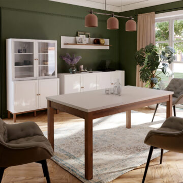 Wesley Light Grey 4 Door 1 Drawer Sideboard | Oak Finish