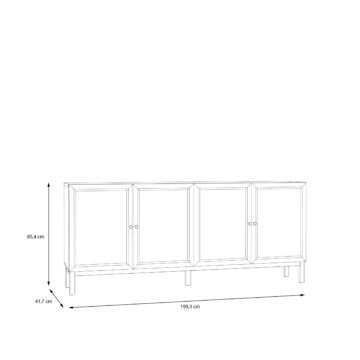 Wesley Light Grey 4 Door 1 Drawer Sideboard | Oak Finish