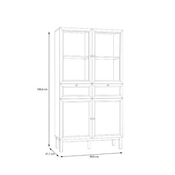 Wesley Light Grey 4 Door 2 Drawer Display Cabinet | Oak Finish