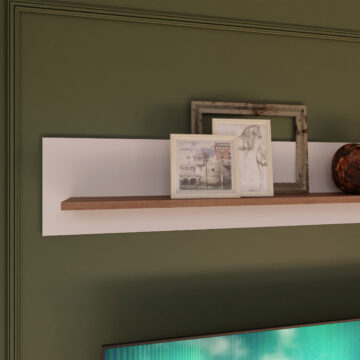 Wesley Light Grey Wall Shelf 160cm | Oak Finish