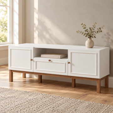 Wesley Light Grey 2 Door 1 Drawer TV Unit 160cm | Oak Finish