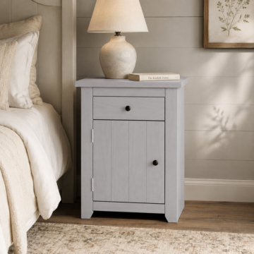 Heathrow Grey 1 Drawer 1 Door Bedside Cabinet