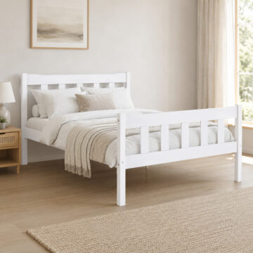 Heathrow White 4'6 Double Bed