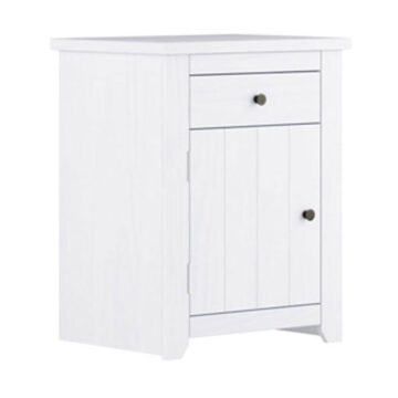 Heathrow White 1 Drawer 1 Door Bedside Cabinet