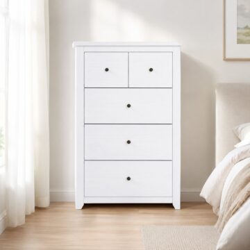 Heathrow White 2 over 3 Chest of Drawers