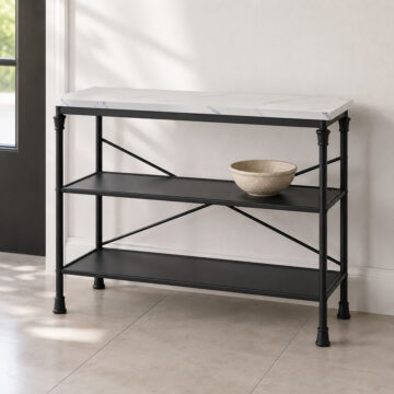 Fairmont Console Table | Black Metal Frame | Marble Effect Top
