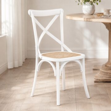 Fitzburg Pair of White / Cane Dining Chair | Assembled