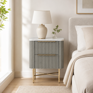 Isabelle 2 Drawer Narrow Bedside | Marble Top | Assembled