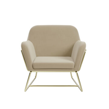 Lesley Armchair Beige Velvet / Brushed Gold