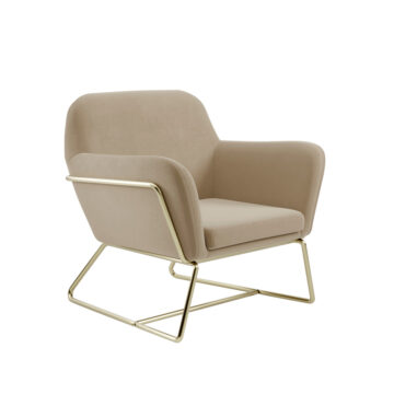 Lesley Armchair Beige Velvet / Brushed Gold