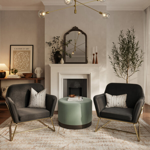 Lesley Armchair Black Velvet / Brushed Gold | Assembly Required