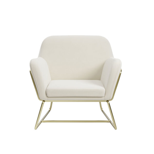 Lesley Armchair Cream Velvet / Brushed Gold | Assembly Required