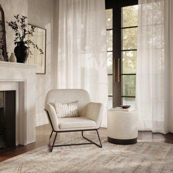 Lesley Armchair Ivory Boucle / Matte Black | Assembly Required