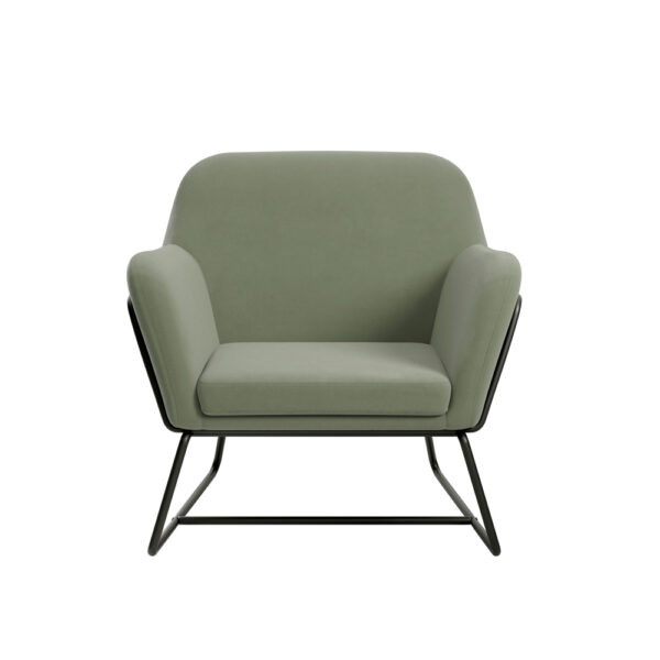 Lesley Armchair Sage Velvet / Matte Black | Assembly Required