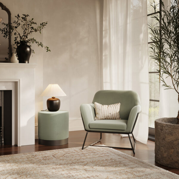 Lesley Armchair Sage Velvet / Matte Black | Assembly Required