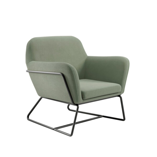 Lesley Armchair Sage Velvet / Matte Black | Assembly Required