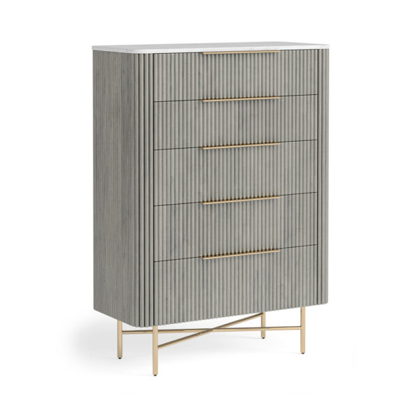 Isabelle 5 Drawer Chest - Marble Top | Fully Assembled