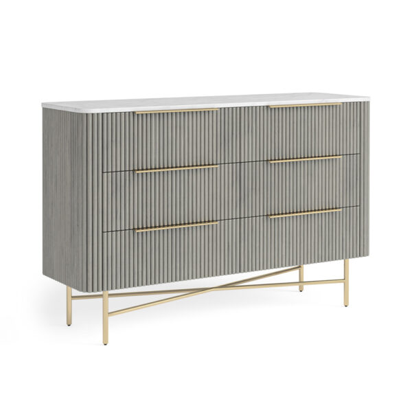 Isabelle 6 Drawer Chest - Marble Top | Fully Assembled