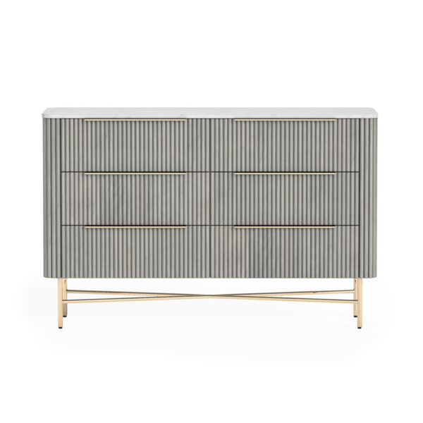 Isabelle 6 Drawer Chest - Marble Top | Fully Assembled