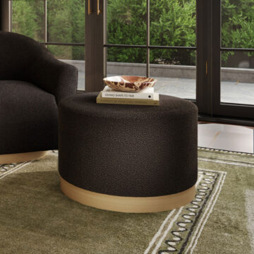 Lana Pouffe Black Boucle / Natural - Large | Assembled