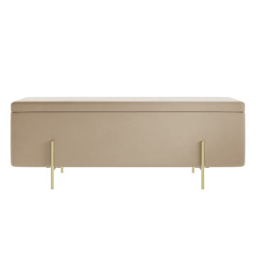 Perola Storage Ottoman Beige Velvet / Brushed Gold