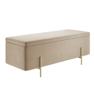 Perola Storage Ottoman Beige Velvet / Brushed Gold