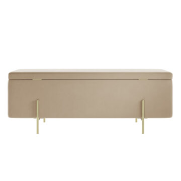 Perola Storage Ottoman Beige Velvet / Brushed Gold