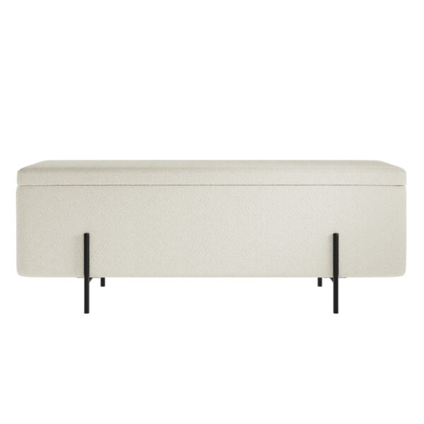 Perola Storage Ottoman Ivory Boucle / Matte Black | Assembly Required