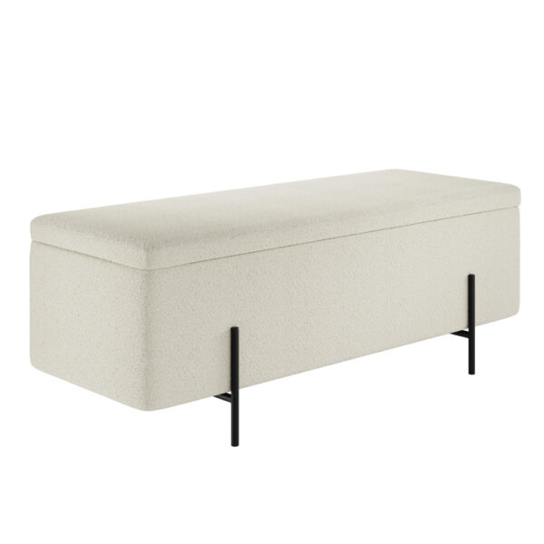 Perola Storage Ottoman Ivory Boucle / Matte Black | Assembly Required