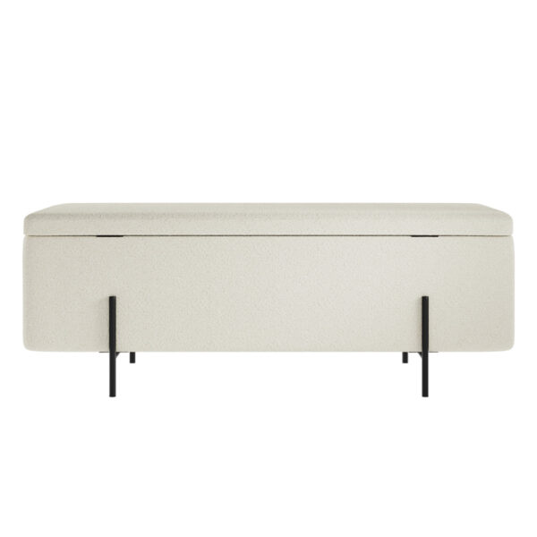 Perola Storage Ottoman Ivory Boucle / Matte Black | Assembly Required