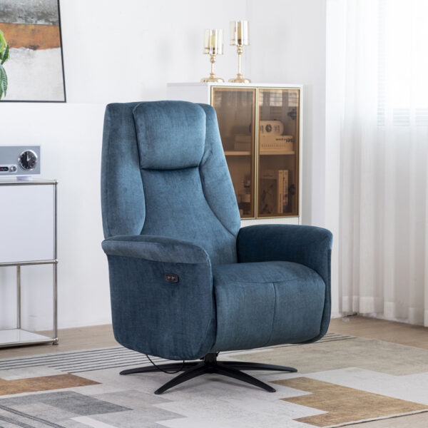 Julius Swivel Electric Chair Ocean Blue | Assembly Required