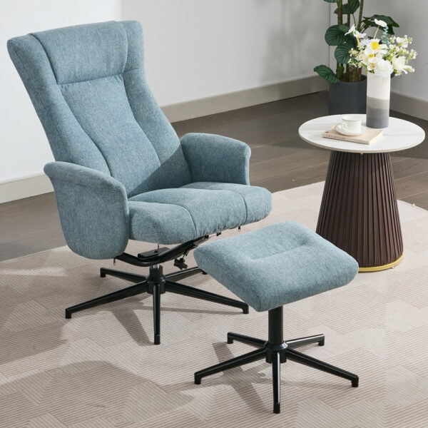 Celeste TV Chair & Stool Ice Blue | Assembly Required
