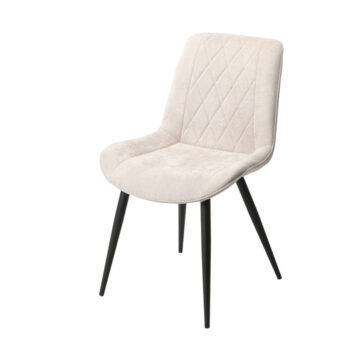 Dalvik Diamond Stitch Natural Fabric Dining Chair, Black Tapered Legs (Pair)