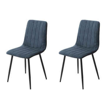 Dalvik Straight Stitch Blue Cord Dining Chair, Black Tapered Legs (Pair)