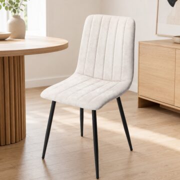 Dalvik Straight Stitch Natural Dining Chair, Black Tapered Legs (Pair)