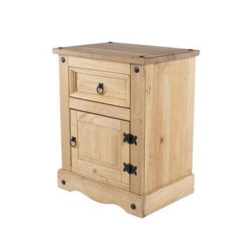 Azusa 1 Door 1 Drawer Bedside Cabinet | Pine Finish
